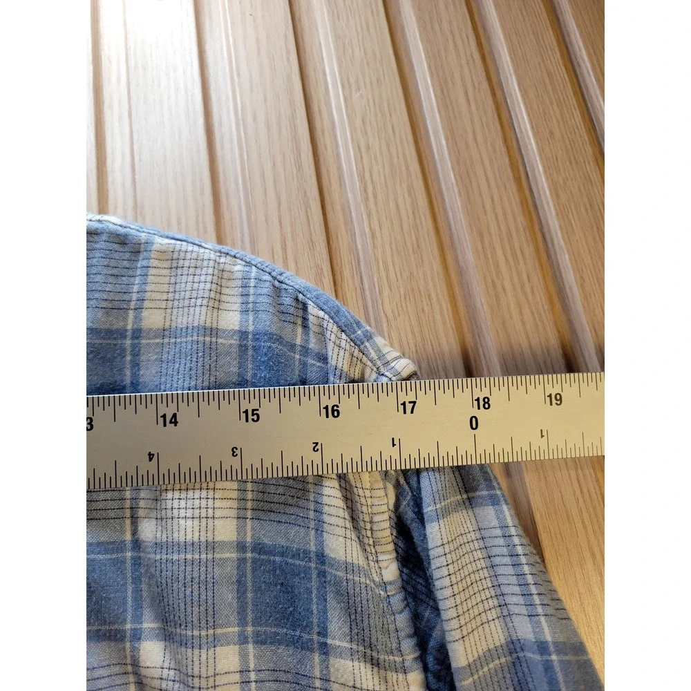 Banana Republic Mens Slim Fit Plaid Button Down Shirt Blue White Large L